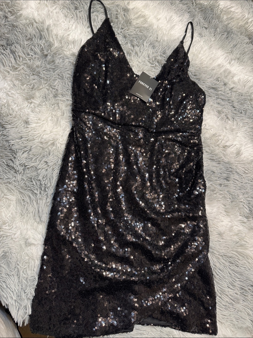 Forever 21 Black Sequin Mini Slip Dress